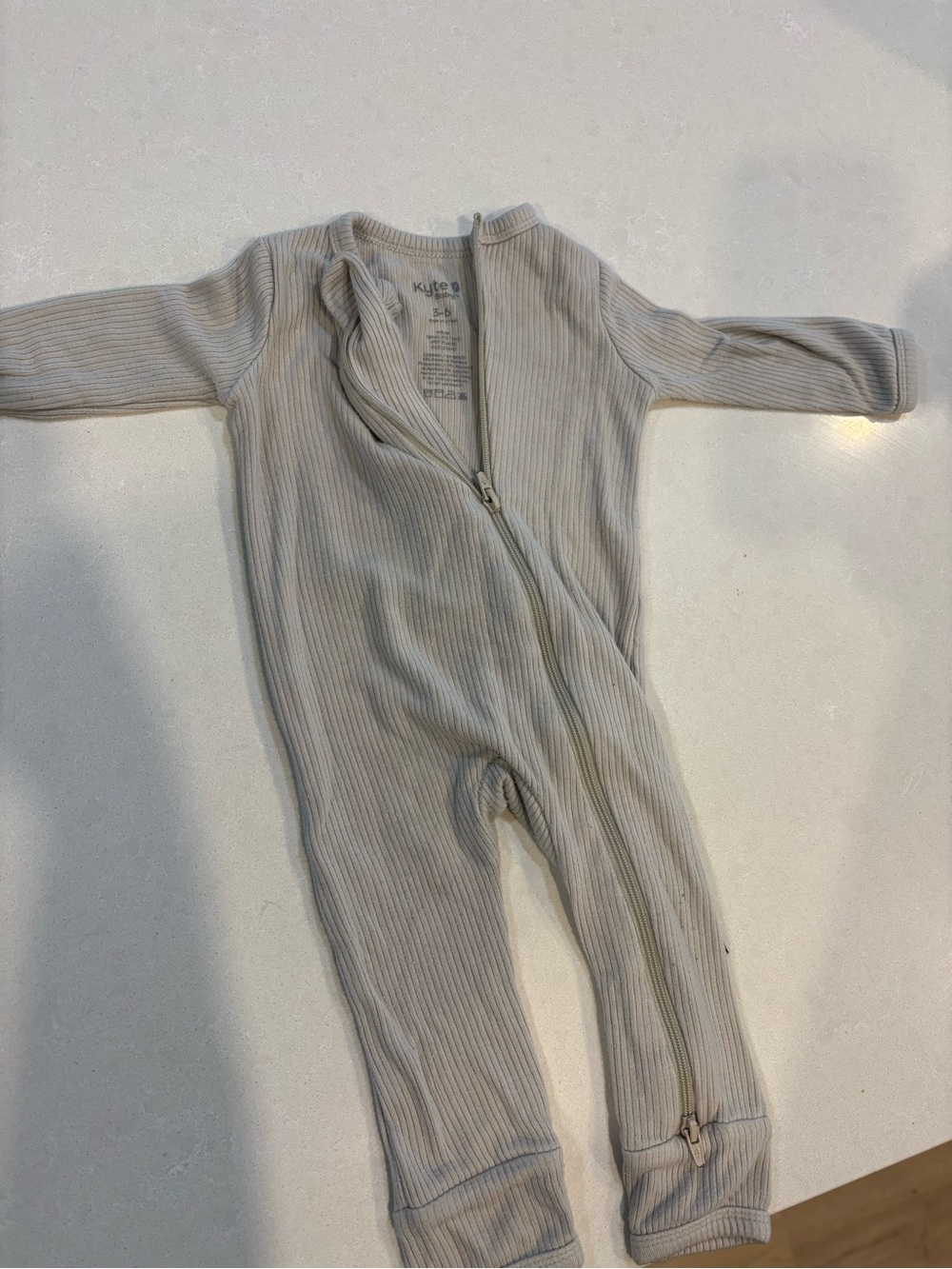 Kyte BABY Ribbed Zip-Front One-Piece in Light Beige